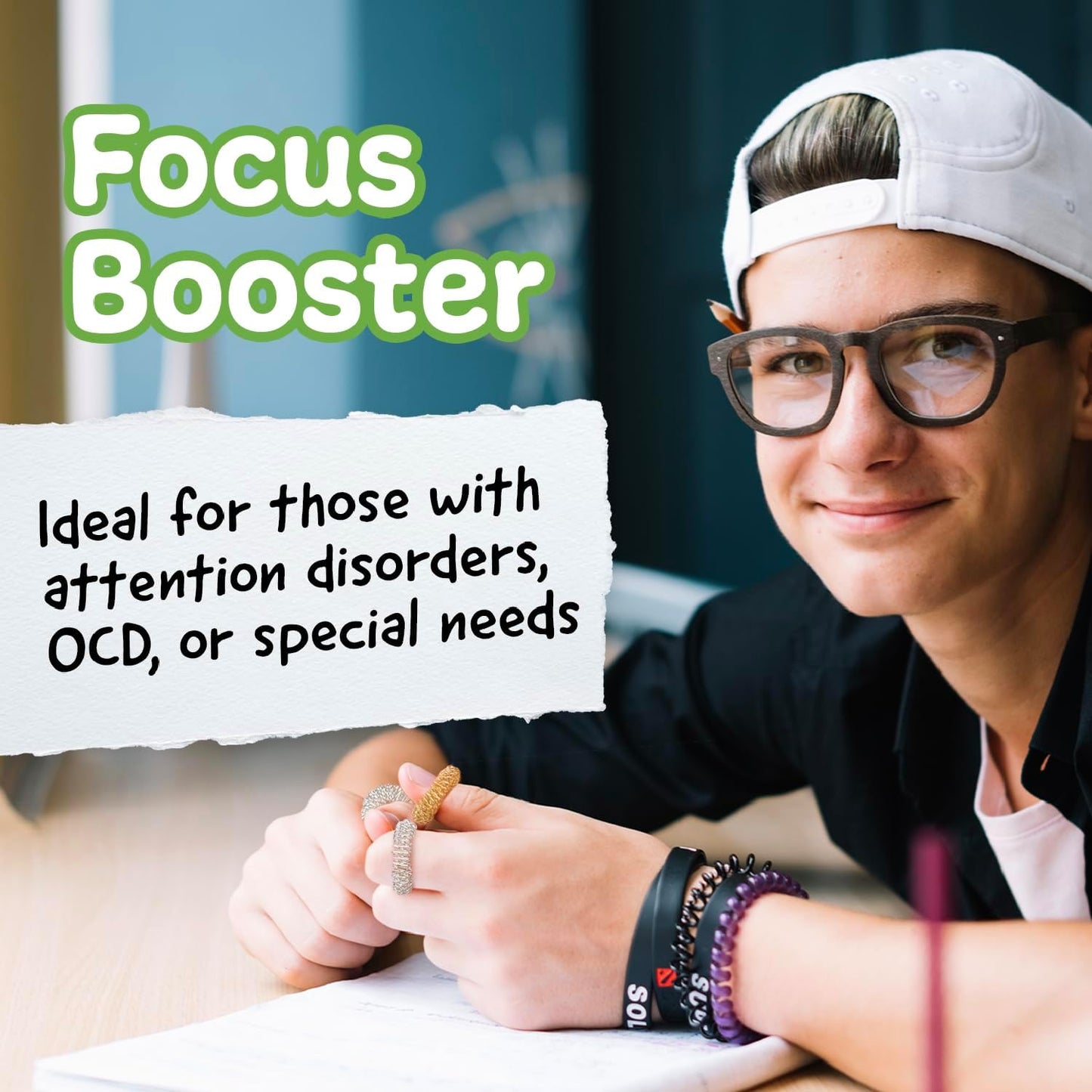 Impresa - 10 Pack Spiky Sensory Finger Rings - Acupressure Fidget Toys for Kids and Adults with Attention Disorders, OCD, and Anxiety - 2 Colors (Silver and Gold)