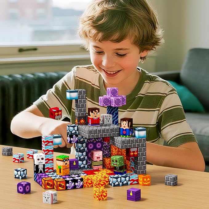 150Pcs Magnetic Building Blocks Set, Kids Sensory Toy for Toddlers STEM Learning, Construction Magnet Blocks Stacking Toy for Kids