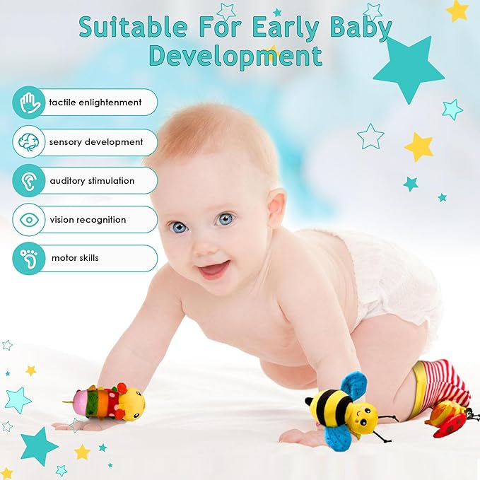 Baby Toys 0-6 Months: Baby Rattles 0-6 Months Baby Essentials for Boys Girl Infant Toys Wrist Rattles Socks Hand & Feet Newborn Essentials Must Haves Registry Search Shower Gifts for 0-3 0-12 Months