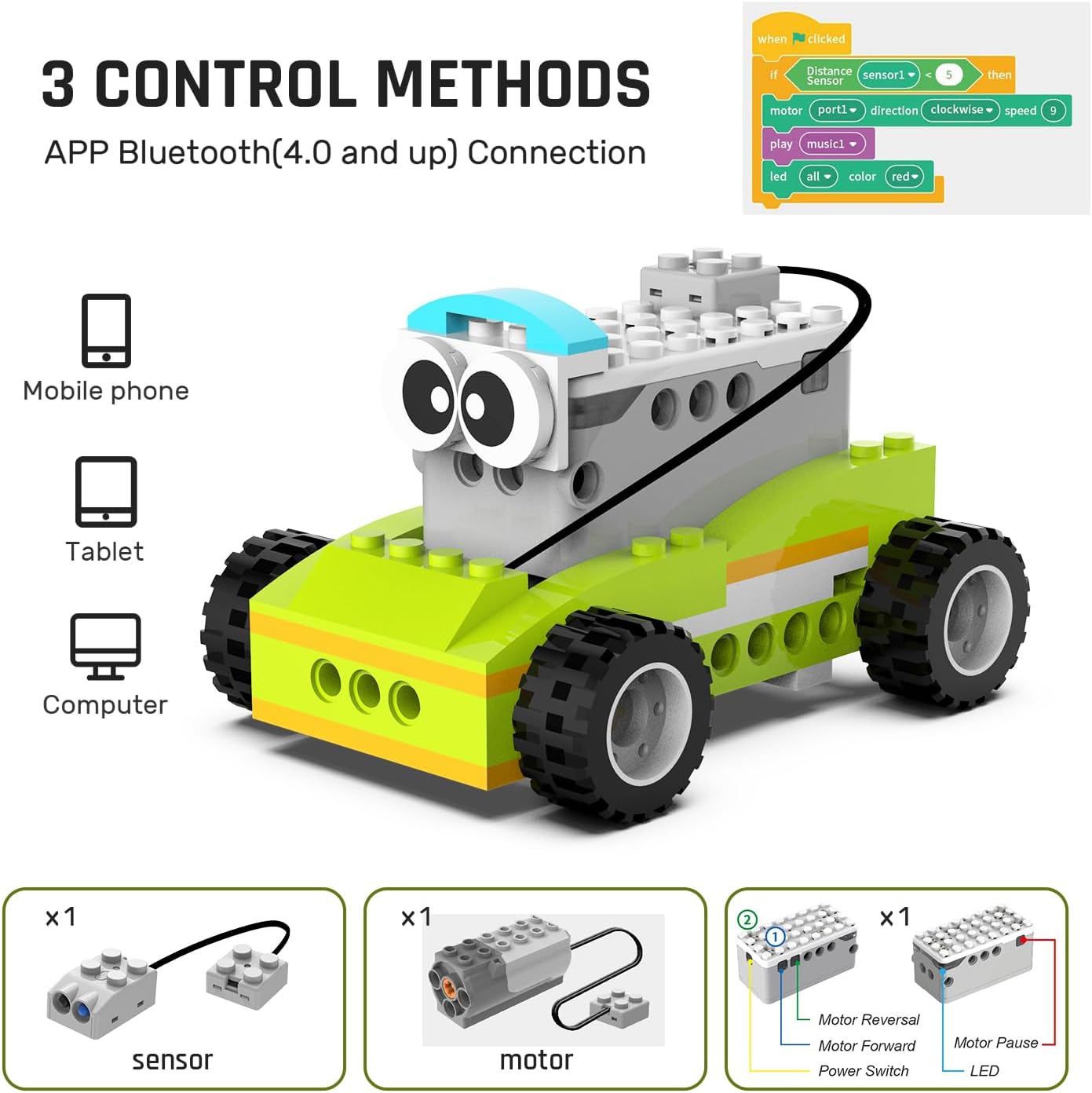 Coding Robot Toy for Kids 6+, 100+ in 1 APP Control Robots Building Toys, Programmable Scratch Coding Kit with 23 Video Courses,Birthday Children's Day Gift for Kids (370 Blocks)