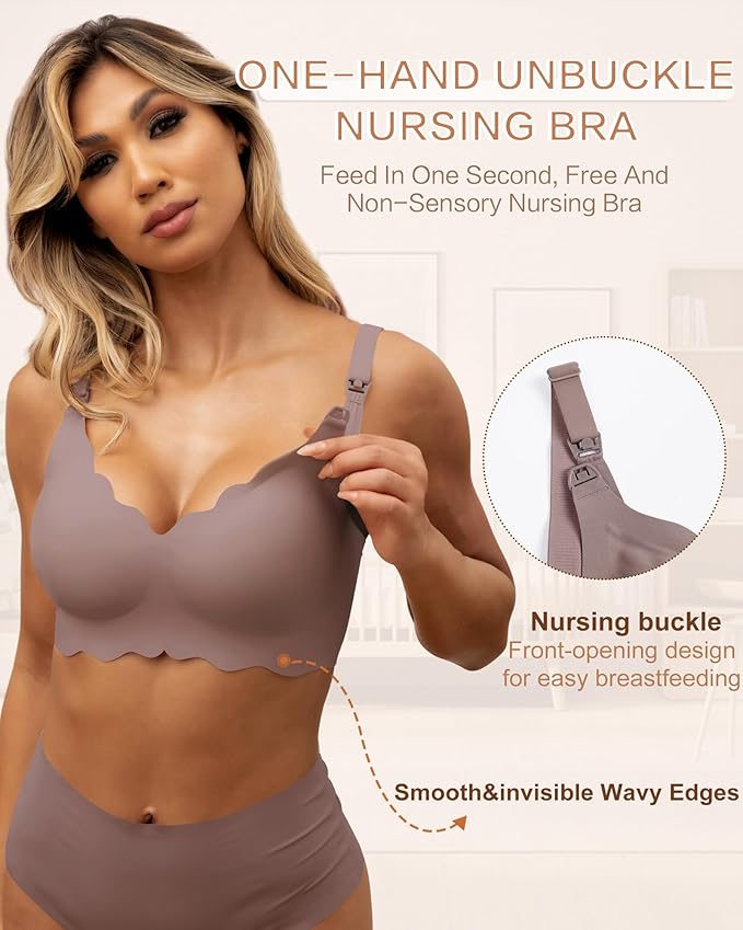 As Fairy Nursing Bras for Breastfeeding Wavy Seamless Comfort Maternity Bralette Wireless Pregnancy Sleep Bra with Support