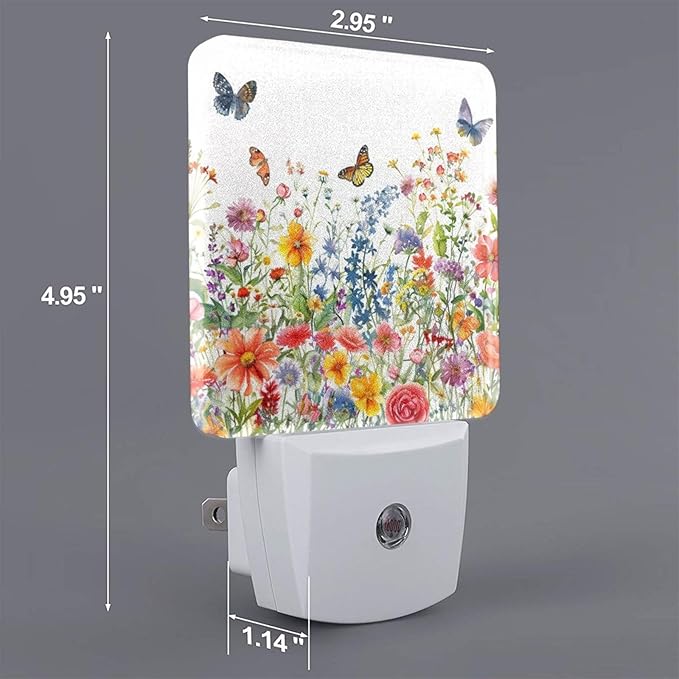 Led Night Light, Floral Plants Decorative Plug in Nightlights,with Smart Auto Dusk to Dawn Night Light for Bedroom, Kitchen, Nursery, Bathroom