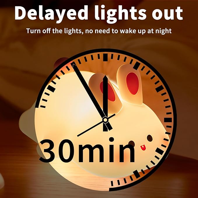 Cute Rabbit Night Light,Squishy Animal Nightlamp,Rechargerable Dimmable Nursery Bunny Lamp Soft Silicone Table Bedroom Lamp Portable Adjustable Lighting Bedroom Bedside Gift