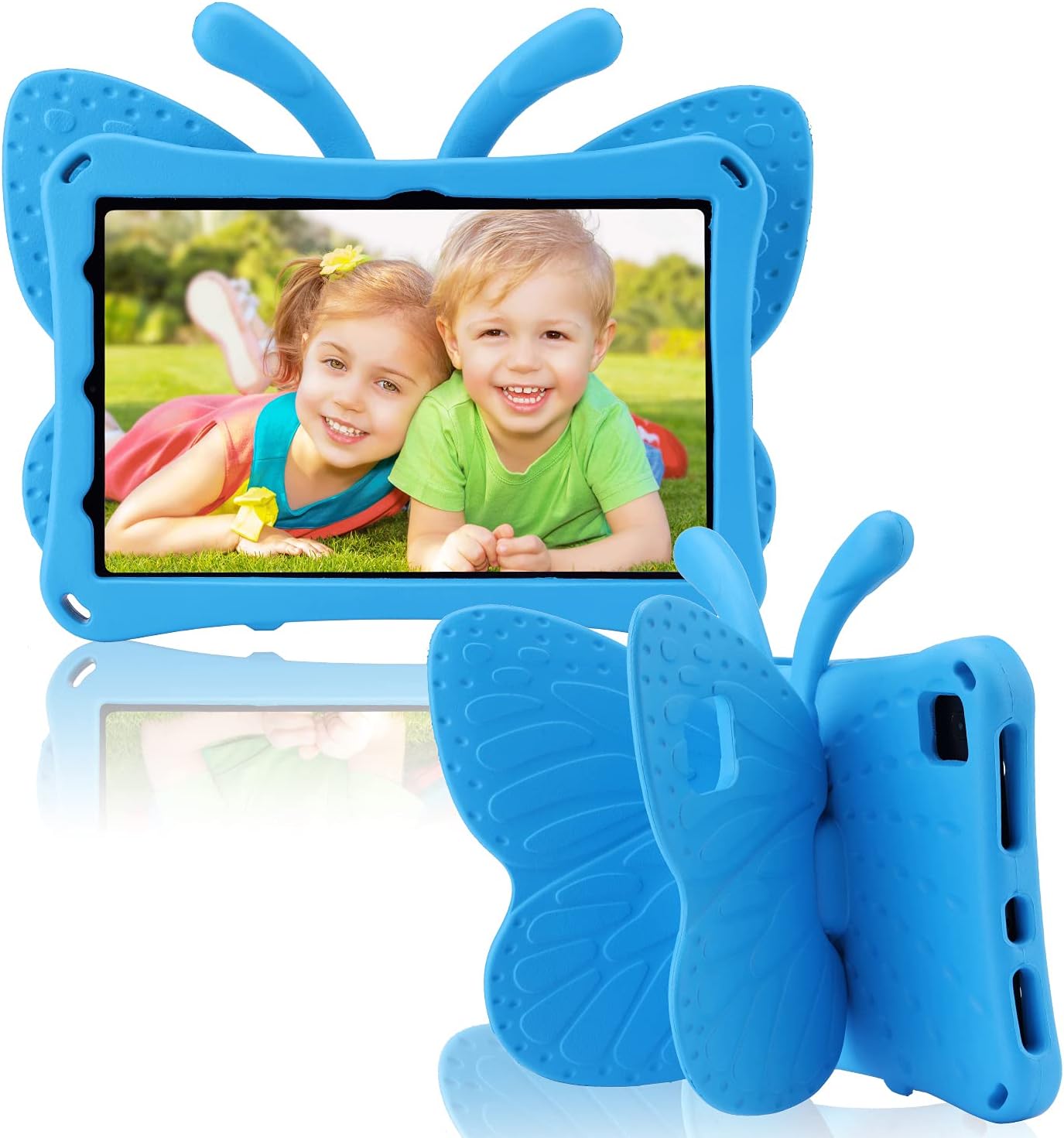 Fire HD 10 Kids Tablet 11th Gen 2021 2023 Case 10.1 Cute Butterfly Kids Pro Case with Stand Light Weight EVA Rugged Shockproof Heavy Duty Kids Friendly Full Cover for Kids Girls (Blue)