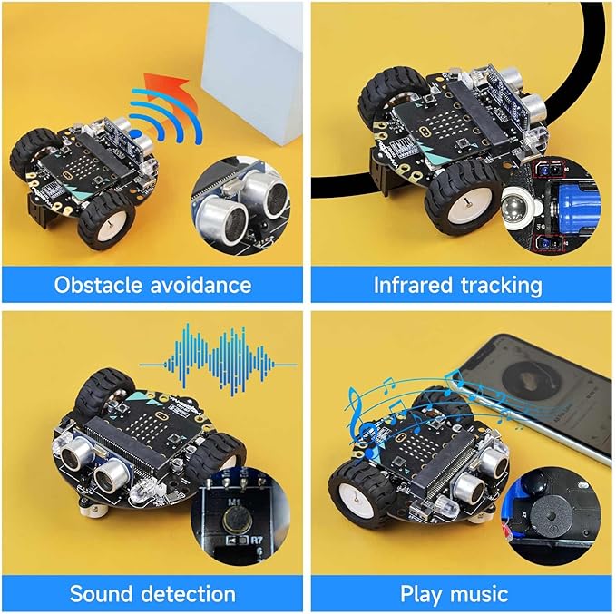 Yahboom Microbit V2 Start Robotic for Kids STEM Education Toy Car Kit DIY Programmable with Tutorial Super Cost-Effective (Robot with Micro:bit V2)
