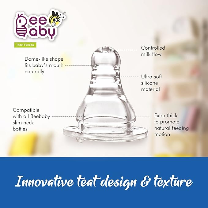 BEEBABY Anti-Colic Baby Feeding Bottle, Easy to Clean, Slow Flow Breast-Like Nipple for Baby, Infant and Newborn: 2 oz (60 ml)