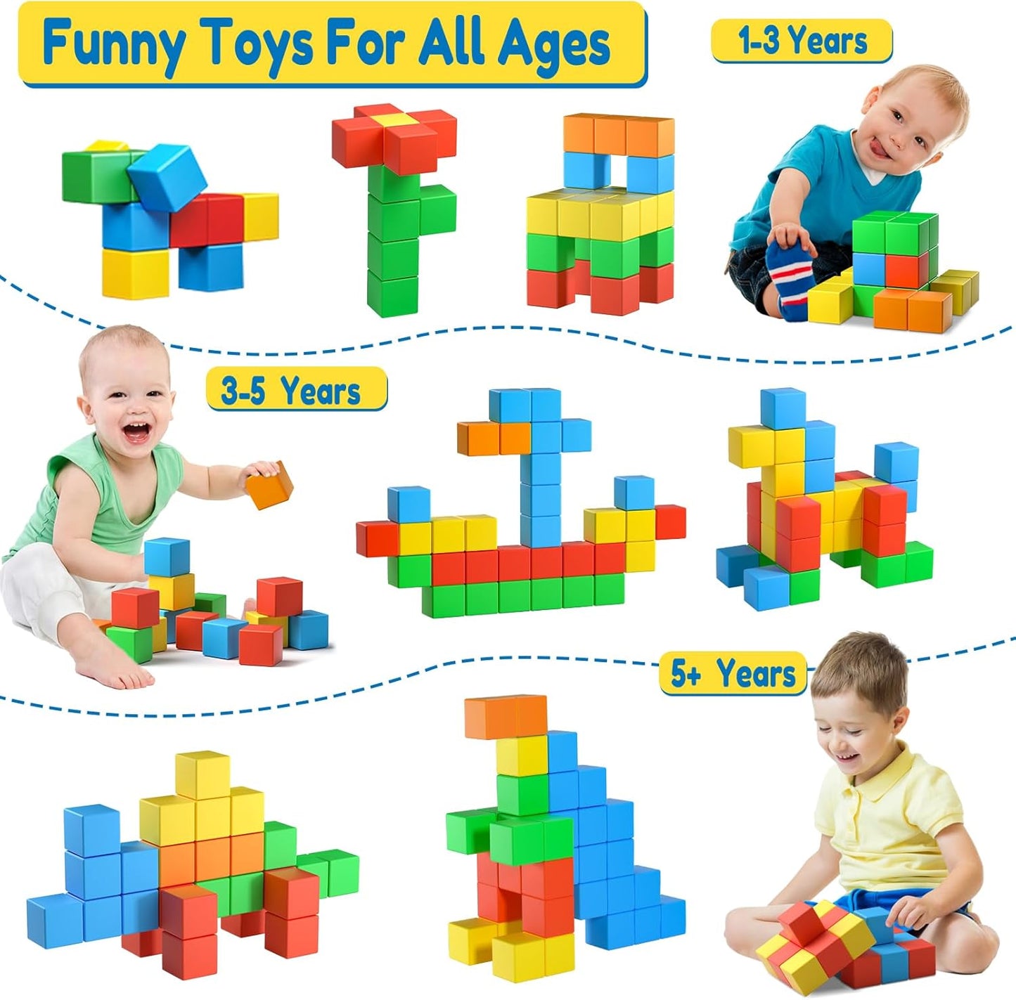Magnetic Blocks,1.42 inch 32pcs Large Magnetic Building Block for Toddlers 3 4 5 6 7 8 Year Old Boys Girls Color Magnet Cubes Learning Toys for Kids 1-3 Sensory Toys Age 4-8 Gift