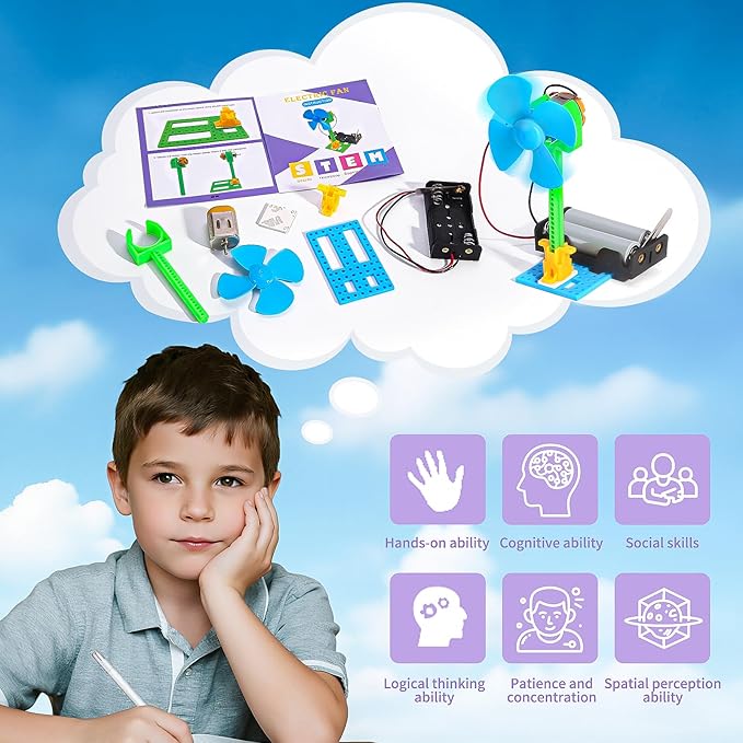 Bulk STEM Kits - 8 Set Electrical Fans, Girls Boys Crafts Science Kits for Kids Age 8-12, STEM Toys for Boys 6-8 8-10 6 7 8 10 12 13 Classroom, Engineering Activities Experiments Projects Circuit