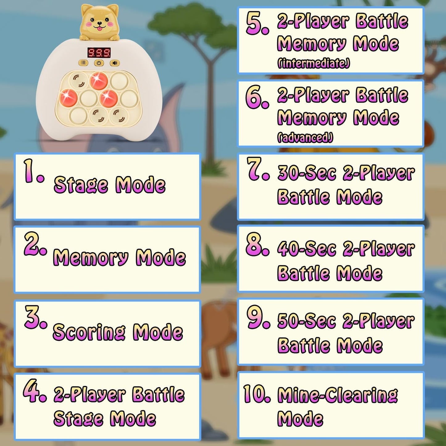 Quick Push Console Game, Pop Game Light up Fidget Toy, Handheld Puzzle Game Fast Push Bubble Game with Game Clearance Screen for Kids Teens Adults (Puppy)