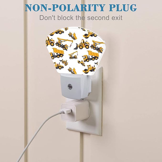 Children Road Construction Vehicle Night Light for Kids Girls Boys, Construction Vehicle LED Night Light Plug into Wall with Dusk to Dawn Sensor for Bedroom,Kitchen,Bathroom,Stairs Decor