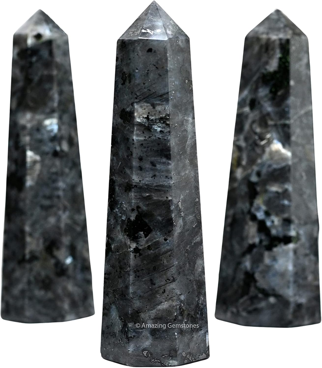 Amazing Gemstone Larvikite Crystal Towers ~ Natural Healing Crystal Point Obelisk for Reiki Healing and Crystal Grid (2 to 3 INCH)