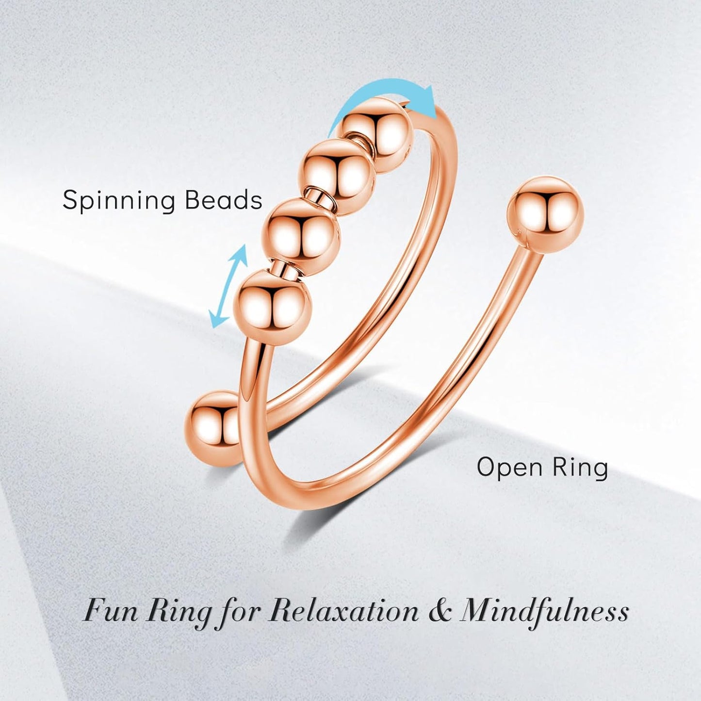 INFUSEU Funny Spinner Fidget Rings for Women Girls Anti Anxiety Stress Worry, Adjustable Size