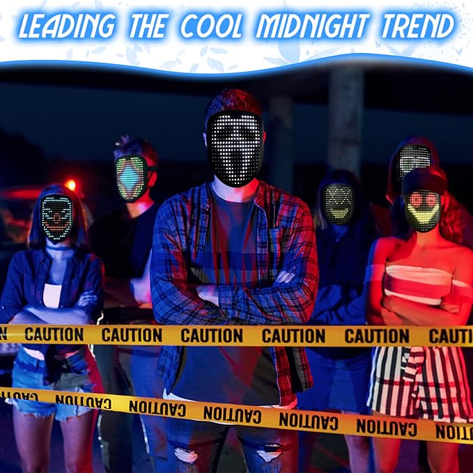 Depointer Life Led Mask with Gesture Sensing,Unisex LED Lighted Face Transforming Mask for Costume Cosplay Party Masquerade