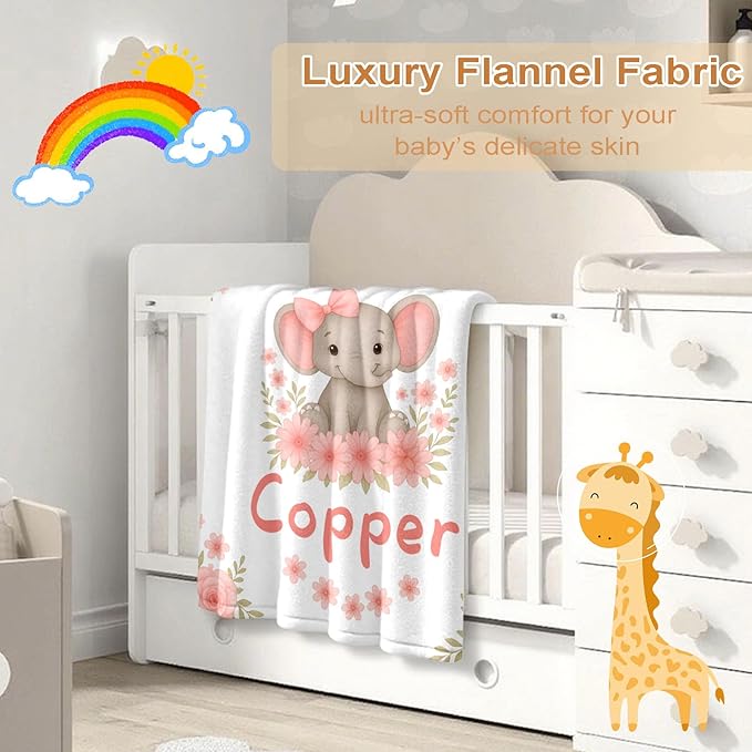 Ship Next Day, Personalized Baby Blanket – Printed in USA, Custom Baby Blanket for Boys & Girls, Baby Blanket with Name, Baby Shower, Easter, Christmas, Birthday Newborn & Toddler Gifts, Baby Gifts