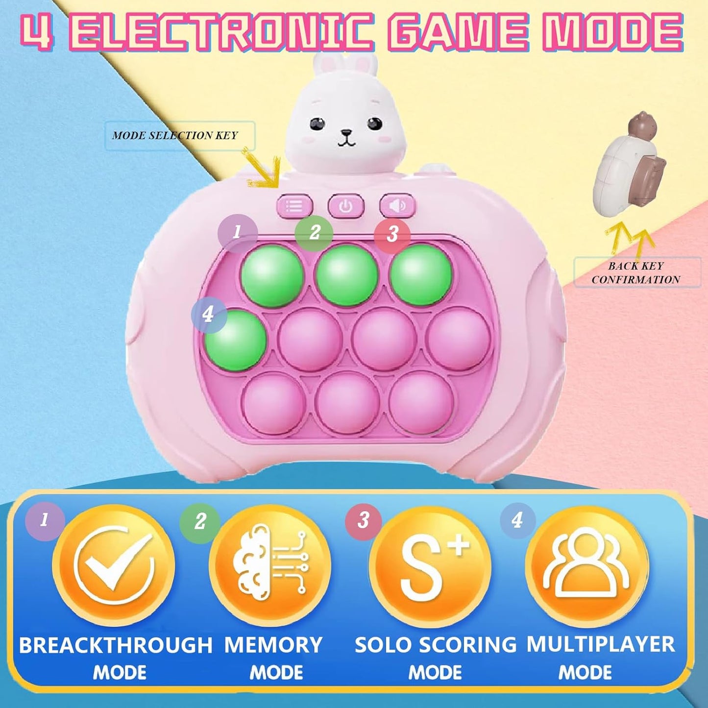 Creative Stress Relief Toys, Decompression Breakthrough Puzzle Pop Button Gopher Game Machine, Novelty Fidget Toys Party Favor Gifts for Kids Adults, Toy for 3+ Year Old (Rabbit)