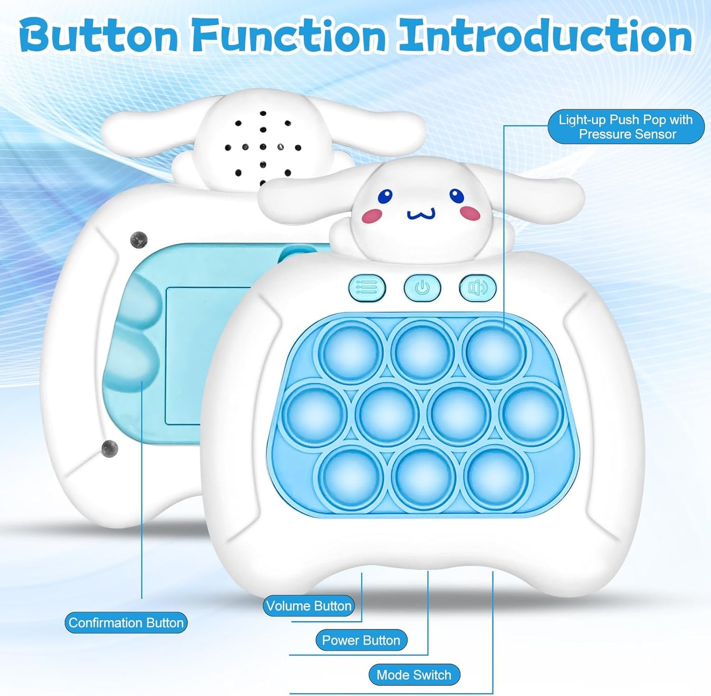 Quick Push Game, Pop Toys Handheld Games,Push Bubble Light Up Game Machine with Music, Quick Push Stress Relief Game Bubble,Light Up Pop Game Gifts for Girls Boys (Cinna), PPJ2406