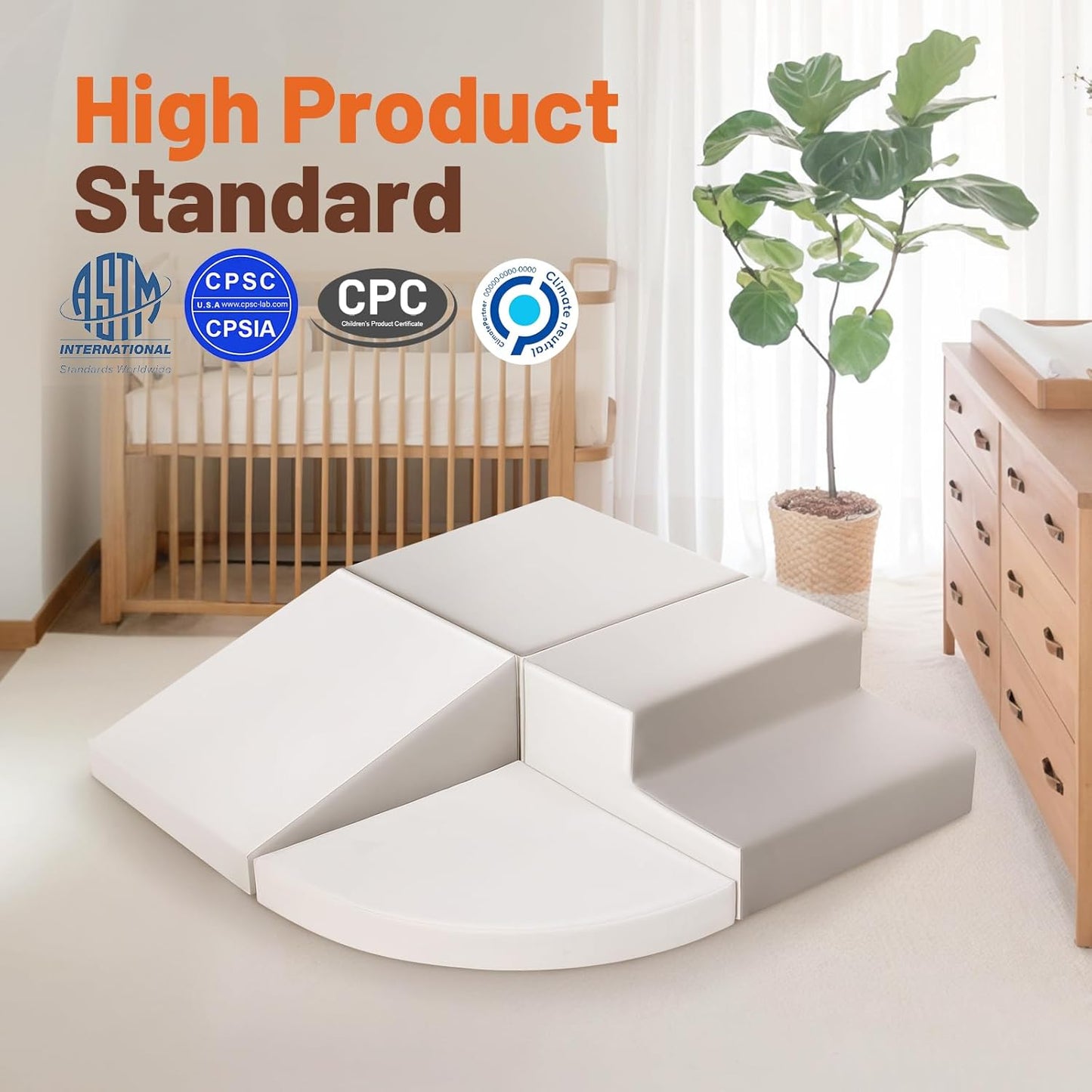 Foam Blocks Climbing for Kids: Toddler Toys for Indoor and Outdoor Fun - Soft PU Leather Play Structure for Crawling and Sliding - Ideal for Playhouse and Play Gym Activities