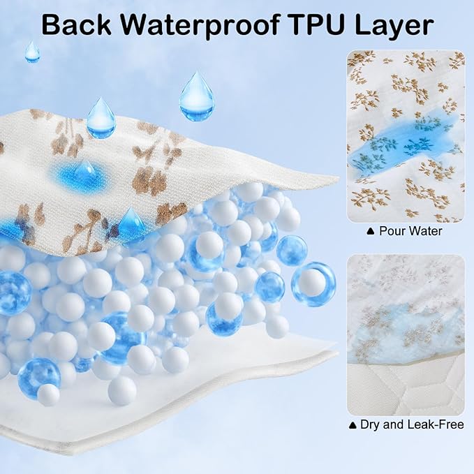 Baby Bassinet Sheets TPU Waterproof 2 Pack Soft Muslin Bedside Bassinet Mattress Sheets with Bottom Elastic Band for Baby Boy Girls Unisex Fit Hourglass Oval and Rectangle, Brown Flowers