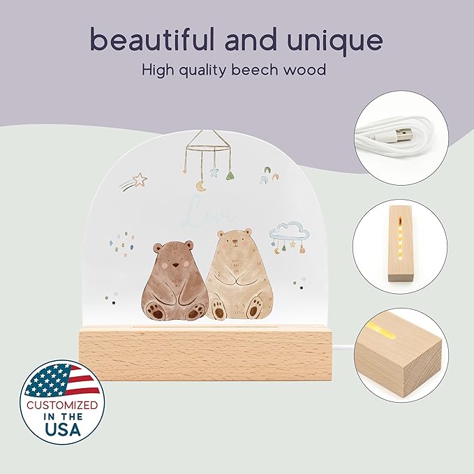 Baby Bear Night Light/Personalized Toddler Gifts/Custom Baby Stuff/NewbornGifts for Boys/Unique Night Light for Nursery