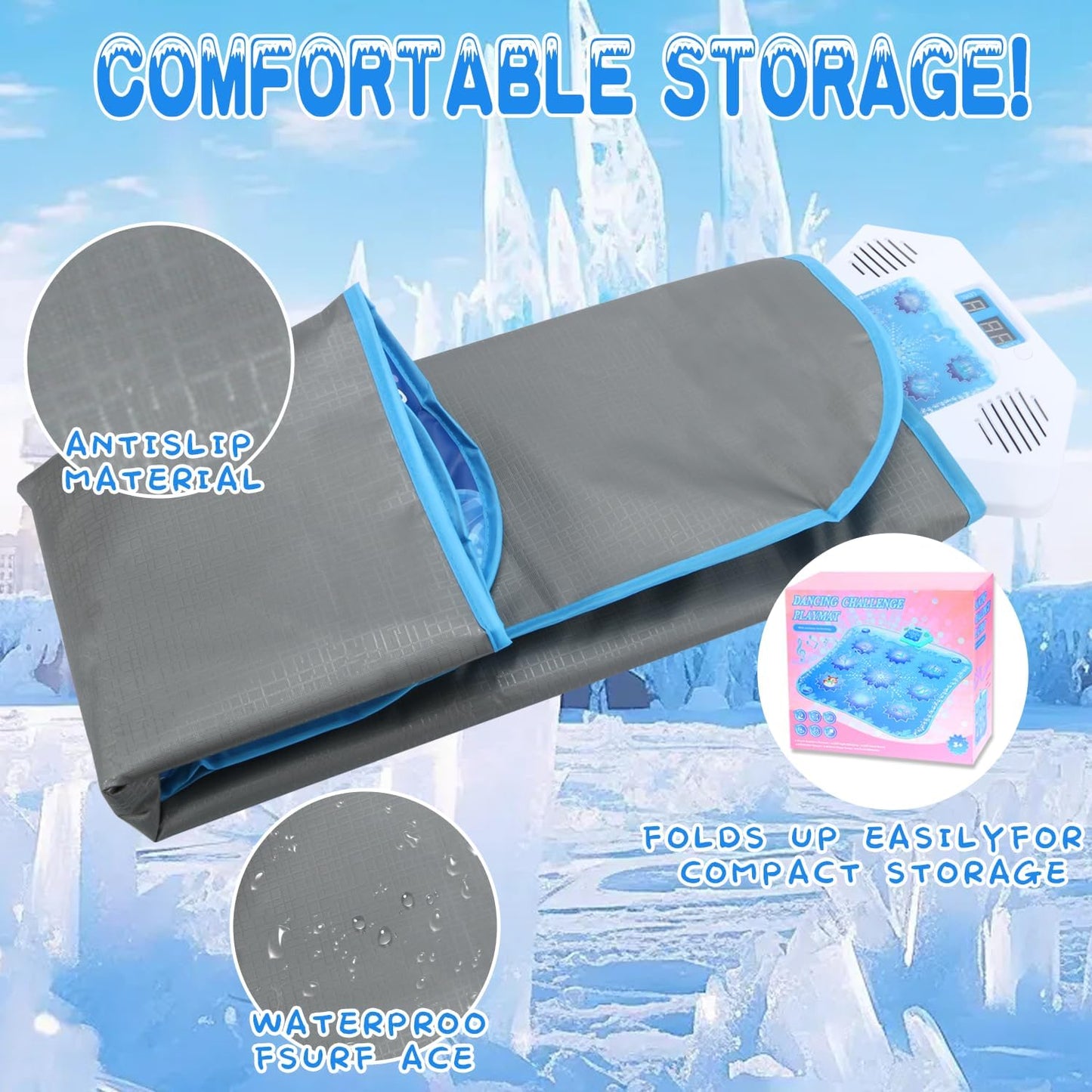 Dance Mat Kids Frozen Toys - Electronic Dance Mat for Girls Boys, Kids Dance Mat 5 Game Modes, Built-in Music, Touch Sensitive Light Up LED, Dance Floor Mat, Gifts for 3 4 7 12 Year Old Girls Boys