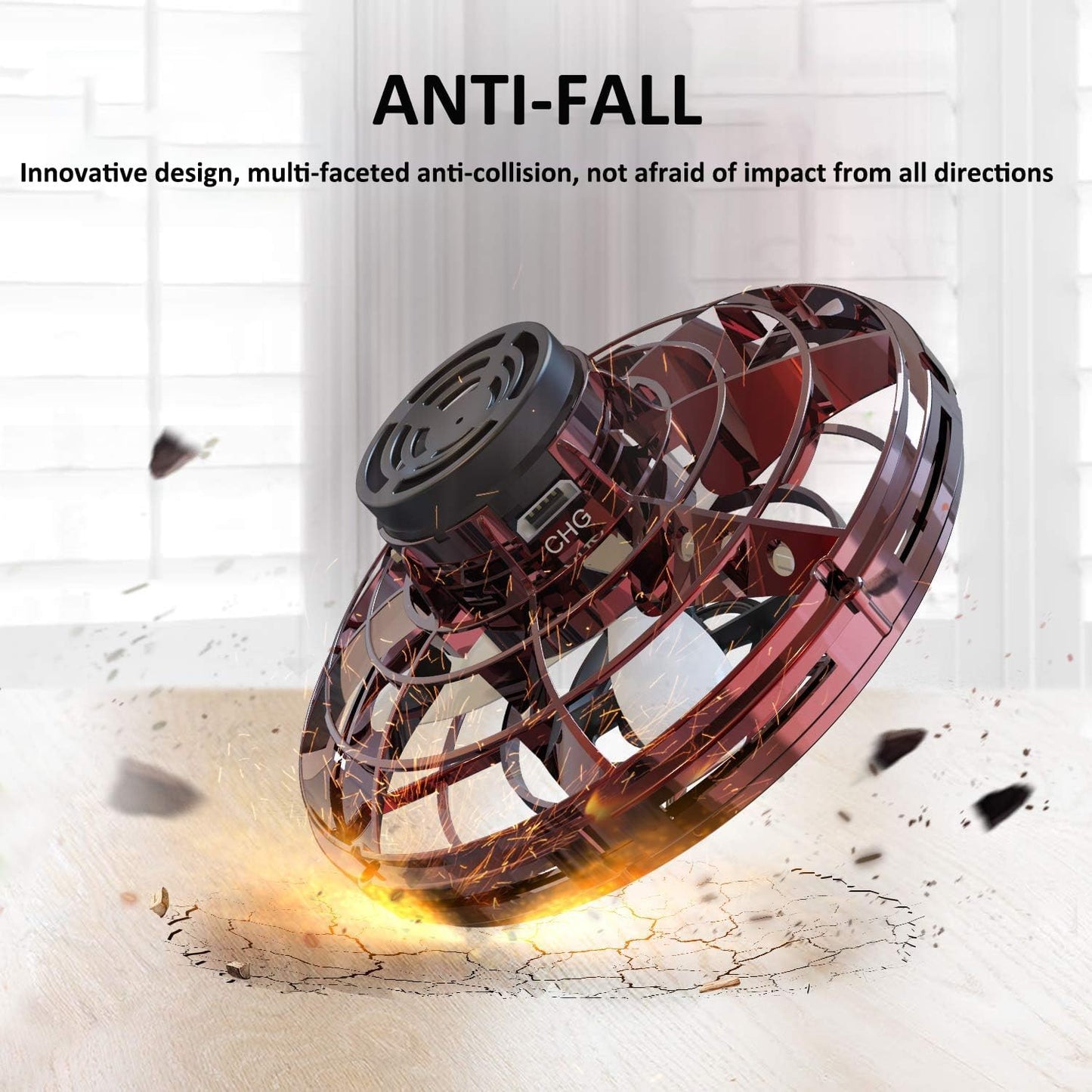 GoolRC Flying Spinner Mini UFO Drone Flying Fidget Spinner Hover UFO Boomerang Toy Hand Controlled Mini Drone Spinning Flying Toy for 8+ Year Old Kids Adults Indoor Outdoor Flying Toy