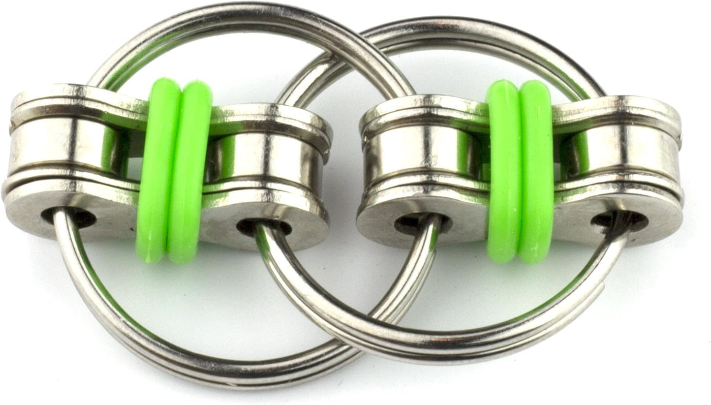 Tom's Fidgets Original Flippy Chain Fidget Toy - Perfect for ADHD, Anxiety, and Autism - Bike Chain Fidget Stress Reducer for Adults and Kids (1, Green)