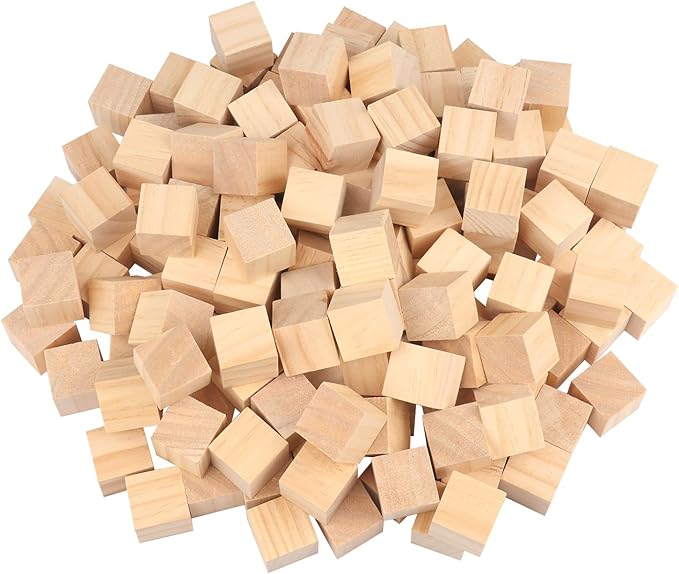 150 Packs Wooden Blocks for Crafts, 1.2 Inch Pine Wood Cubes, 3 x 3 x 3 cm Wooden Cubes for Paint, Stamp, Decorate, DIY Projects and Personalized Gifts,by GNIEMCKIN