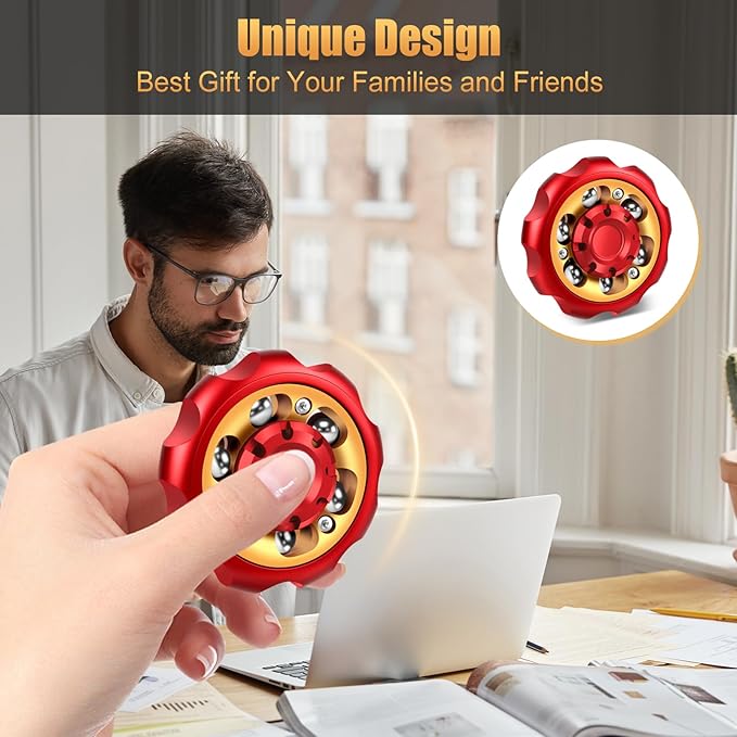 Metal Precision Fidget Spinner - Anxiety Rotator & Restless Fidget Toy, Stress-Relief Tool for Adults & Kids (red)