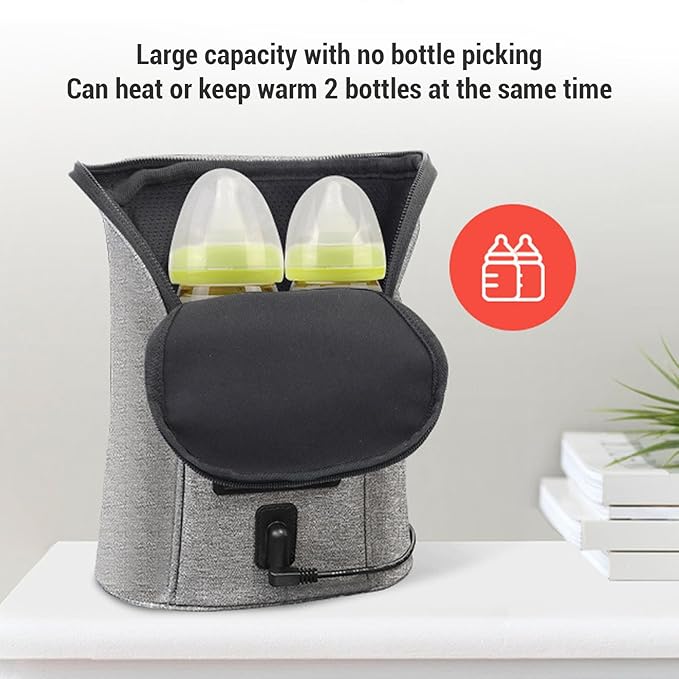 Portable Car Baby Bottle Warmer with Adjustable Temperature Control, Rapid Heating, Bottle Storage Bag, for DC12V Vehicles, Multi Purpose Baby Bottle Warmer Bag, 3.8L Capacity,