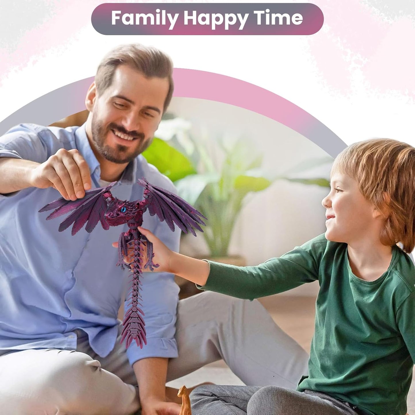 3D Printed Dragon with Wings, Feathered Wyvern Dragon,Full Articulated Crystal Dragon Fidget,Realistic Large Pet Dragon, Flexible Shoulder Dragon Stuff, 3D Printed Animals Toy.