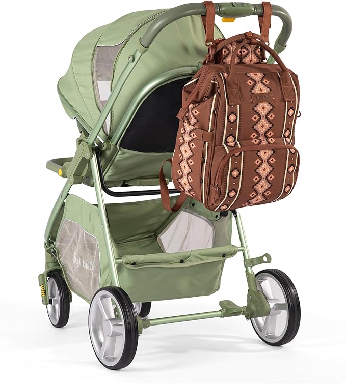 Wrangler Diaper Bag Backpack Aztec Travel Backpack Purses Western Multi-Function Baby Bags for Mom with Waterproof Insulated Pockets