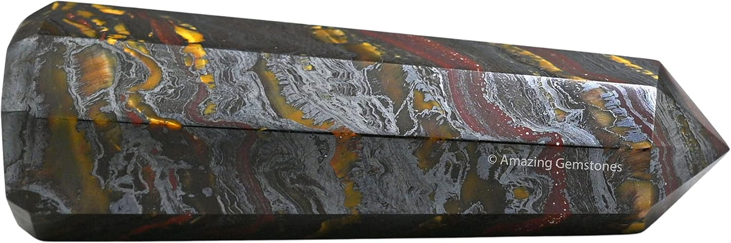 Amazing Gemstone Iron Tiger Eye Crystal Towers - Natural Healing Crystal Point Obelisk for Reiki Healing and Crystal Grid (3 Inch)