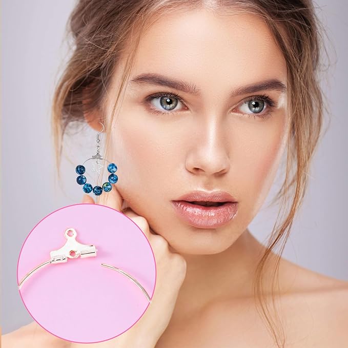 Pndeyo 700pcs Hypoallergenic Earring Beading Hoops, Mix Sizes Round Hoop Earrings Findings, Open Earring Wire Ring Accessories for Jewelry Making- Silver