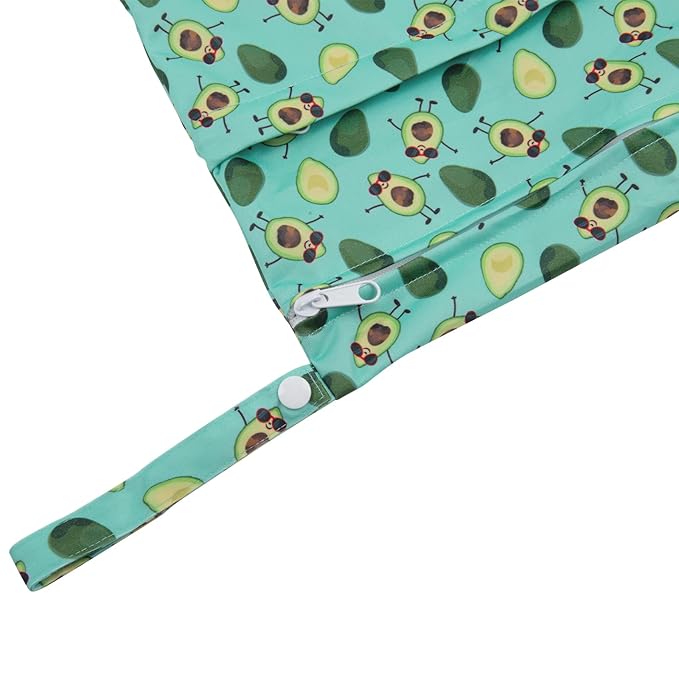 ALVABABY 2pcs Cloth Diaper Wet Dry Bags Waterproof Reusable with Two Zippered Pockets Travel Beach Pool Daycare Soiled Baby Items Yoga Gym Bag for Swimsuits or Wet Clothes LZX4344