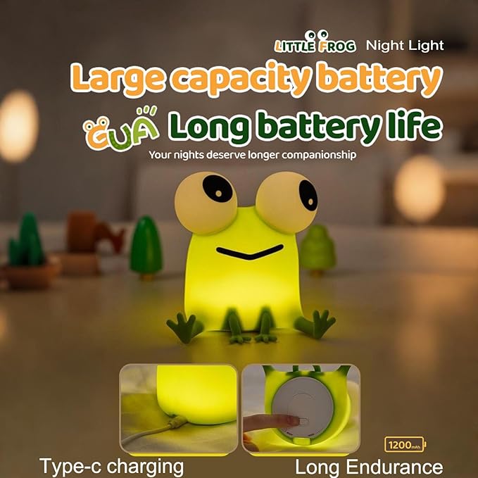 DREAMING MY DREAM Frogs Night Light,Dimmable Silicone Animal Nursery Night Light,Frogs Lamp Decor for Kids Room Bedroom,Birthday Christmas Unique Gift for Kids boy GirlsFrogs