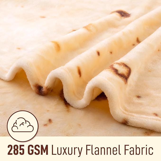 Zulay Giant Double Sided Tortilla Blanket with Drawstring Bag - Novelty Blanket for Adults & Kids - Soft Flannel Round Tortilla for Indoors, Outdoors, Travel, Home, 285 GSM - 60 Inches