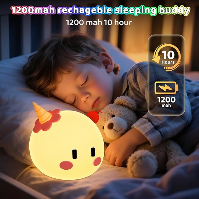 Monster Night Light for Kids, 8-Color Modes & Voice Controlled Light Lamps, Cute Soft Touch Silicone Portable Rechargeable Touch Nightlight for Breastfeeding, Bedroom Decor, Boys and Gifts for Girls