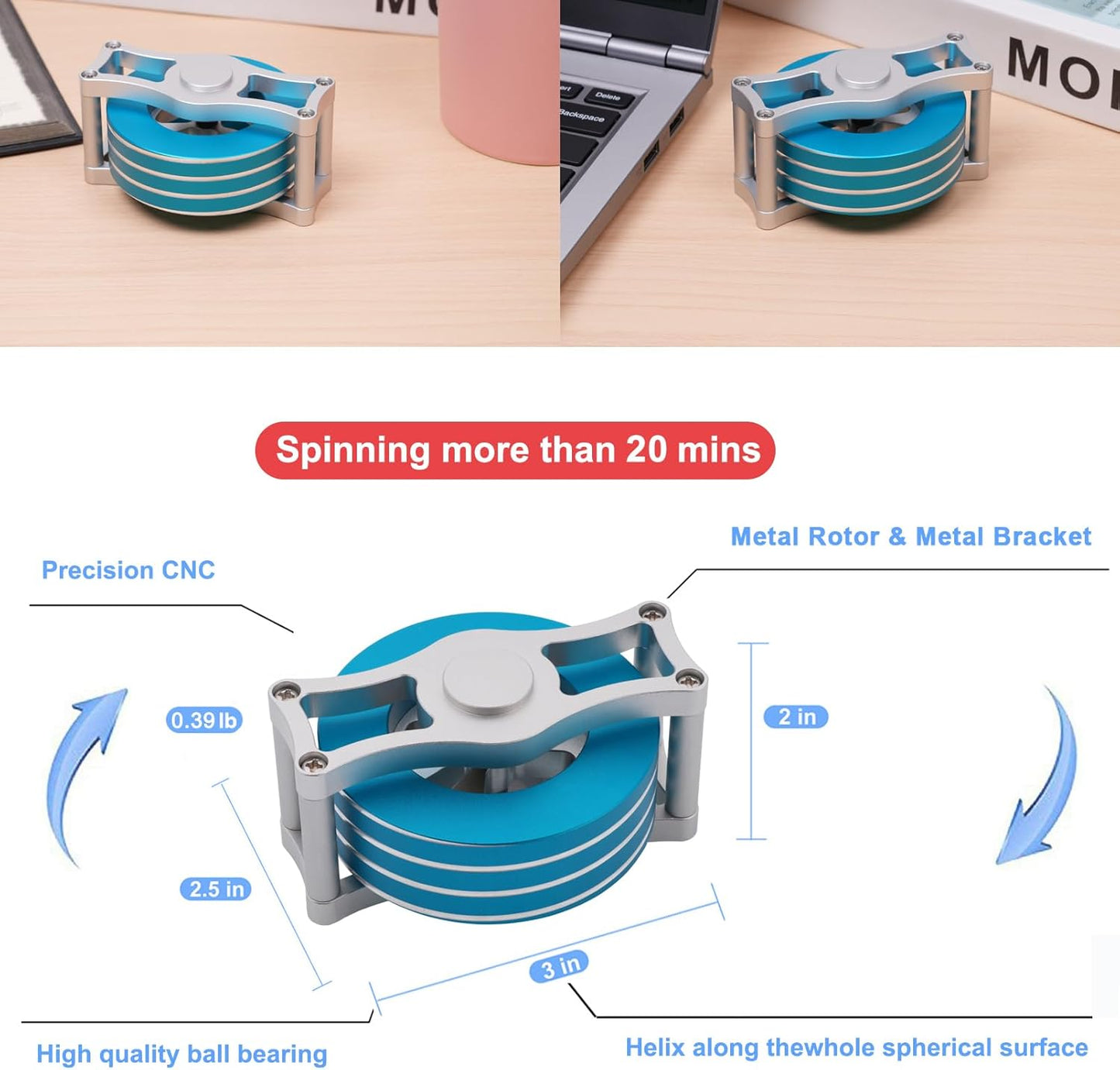 Desk-Kinetic-Toys Cool-Gadgets for Fidget: 20Mins Spinning-Tops, Cool-Stuff Figet Game for Adult Teen Children Kid, Optical-Illusion Stress Relief Gifts for Man Women Office School Home Christmas