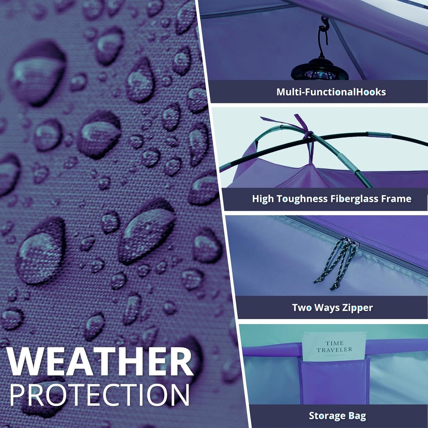 CAMEL CROWN Beach Tent UPF 50+ Sun Shelter for 2/3/5/6 Person, Lightweight Portable Sun Shade with Sand Anchor, Family Beach Day & Outdoor Adventures