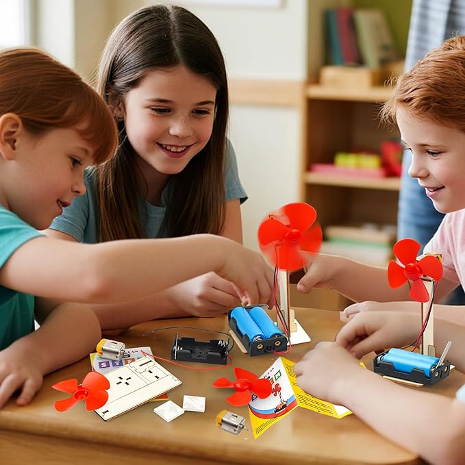 6 STEM Science Kits for Kids Age 6-8 8-12, STEM Building Toys for 6 7 8-10 Year Girls Boys Wood Crafts, Electric Fan Experiments Activities Circuit Projects, Bulk Gifts for Kids Classroom Party Favors