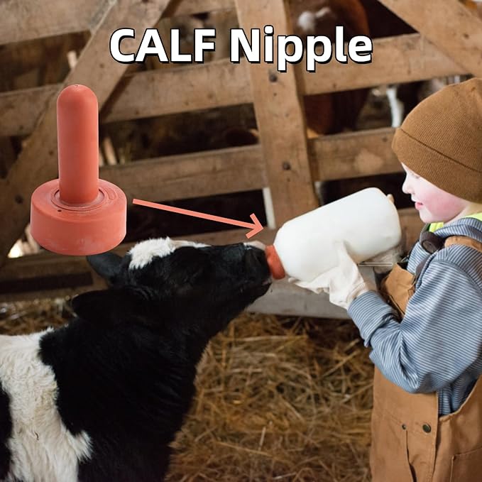 5Pcs Small Animal Milk Drink Nipple 10.7cm Length Rubber Calf Nursing Nipples Livestock Feeding Watering Supplies