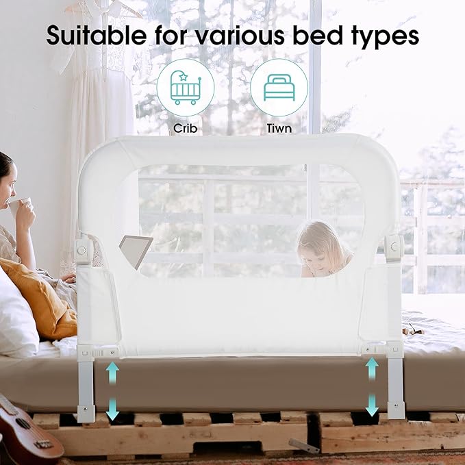 Baby Bed Rail Guard for Toddlers - 35.4" Toddler Bed Rails for Crib,Twin,Full, Queen Bunk Size Bed Swing Down Bedrail Extral Tall Child Safety Side Railing Guards for Kids