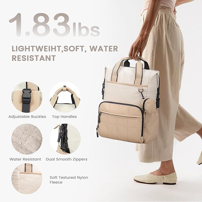 VONAL Diaper Bag Backpack, Lightweight Baby Diaper Bags, Travel Large Diaper Bag with Changing Station, Khiki Diaper Backpack for Boys Girls Newborn with Insulated Pockets, Stroller Straps