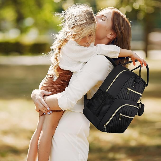 Diaper Bag Backpack,Baby Essentials Diapers Bag with Pacifier Case,Multipurpose Stylish Large Capacity Travel Backpack for Baby Girl/Boy(M-Black)