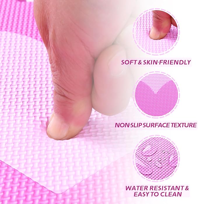 Coolcandy Baby Play Mat Without Fence, 9Pcs Interlocking Puzzle Floor Mat, 0.4" Thick Non-Toxic EVA Foam Play Mat, for Infants & Toddlers 3-36 Months, Soft Puzzle Tiles for Play Areas