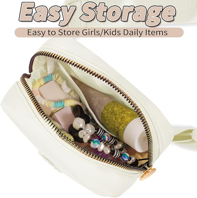 Mini Belt Bag Fanny Pack with Initials Letter Patch Small Crossbody Bags Cute Stuff Birthday Gifts for Teenager Girls Trendy Stuff for Teens - Initial Z,Cream