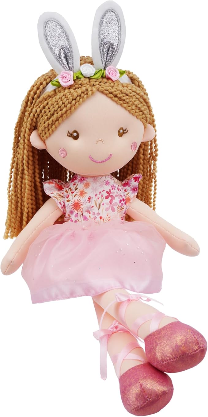 June Garden 16" Enchanted Garden Fairy Doll Brielle - Plush Stuffed Soft Bunny Doll Girl Easter Gift - Pink Dress