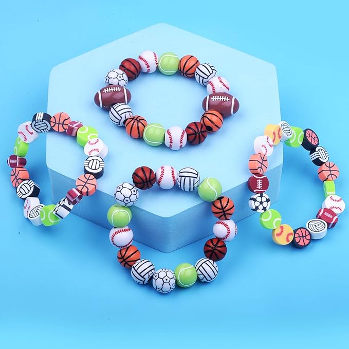 2480pcs Sports Ball Polymer Clay Beads Charms for Friendship Bracelets Making Kit Cute Fun Beads DIY Arts Crafts Birthday Gifts for Kids Girls Baseball Basketball Soccer Rugby Volleyball Football Bead