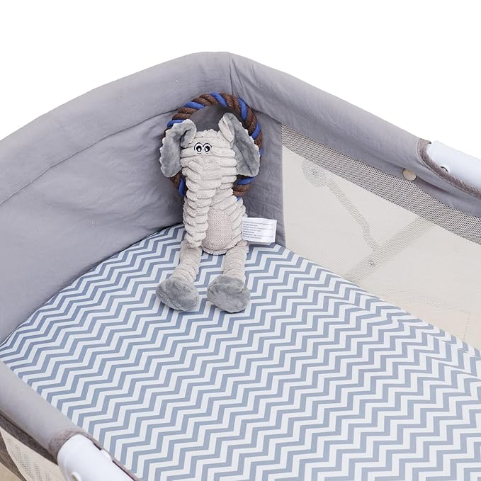 Onacosht Bassinet Sheets for Baby Boy and Girl, Stretchy Breathable Fitted Sheet Universal for Bassinet Cradle Hourglass Oval Rectangle Pad/Mattress, 4 Pack Stripes Dots Chevrons and Stars ﻿