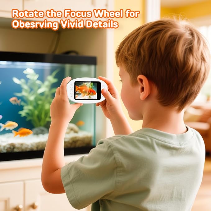 1000X Handheld Digital Microscope for Kids with 2.0" IPS Screen, Portable STEM Science Lab Toy, Rechargeable Pocket Microscope Educational Gift for Boys & Girls Age 4-6 8-12, White